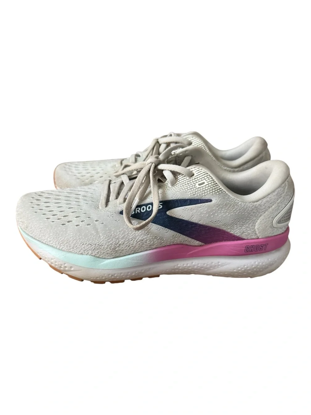 Brooks Women's Running Shoes - Light Gray with Pink & Aqua Gradient